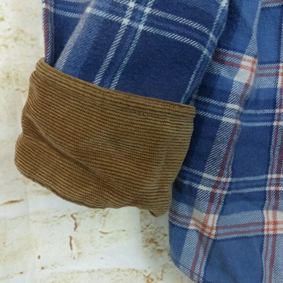 Legendary Whitetails Shirt Mens L Blue Plaid Western Flannel Stockyards Shotgun - Picture 9 of 16